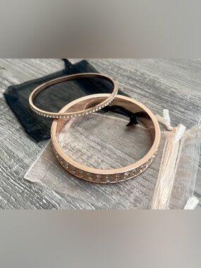 Two STUNNING Rose Gold Crystal Bangle Bracelets